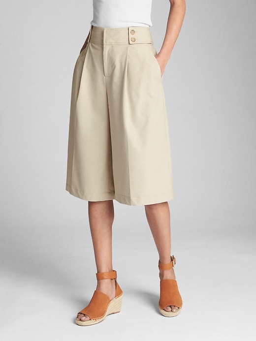 View large product image 1 of 1. High Rise Military Culottes in Bi-Stretch