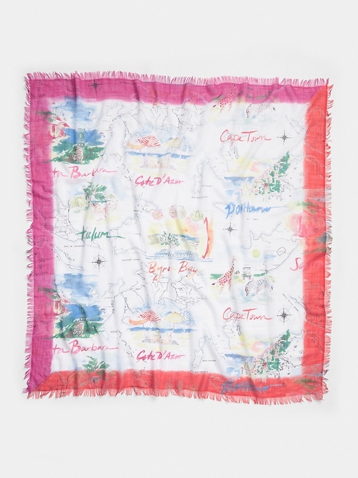 Image number 3 showing, Map Print Scarf