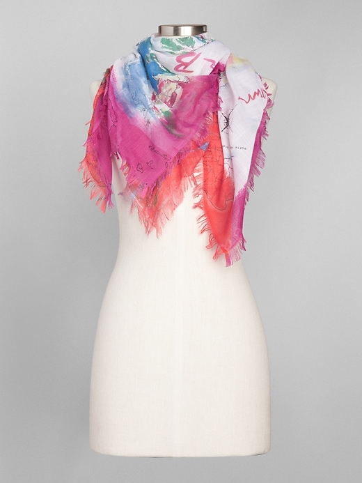 Image number 2 showing, Map Print Scarf