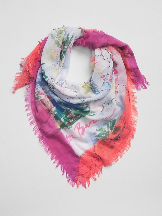 Image number 1 showing, Map Print Scarf