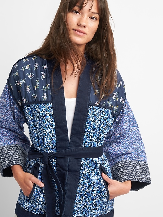 ジャケット・アウター Y's CELLULOSE COTTON KIMONO JACKET 2 Quilted Mix-Print Kimono Jacket | Gap