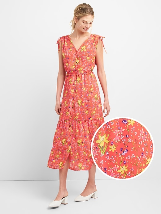 View large product image 1 of 1. Floral Tiered Midi Dress