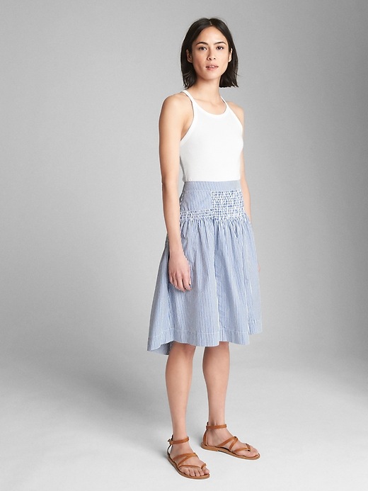 Image number 3 showing, High Rise Stripe Smocked Skirt