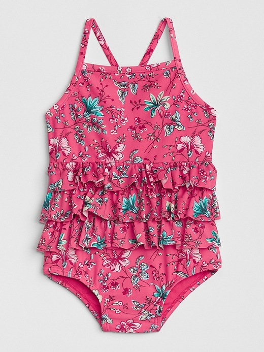 Image number 1 showing, Floral Ruffle Swim One-Piece