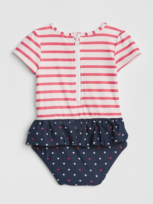 View large product image 2 of 3. Stars & Stripes Peplum Swim One-Piece