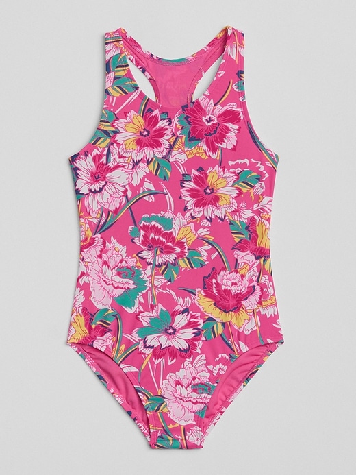 Image number 1 showing, Floral Racerback Swim One-Piece