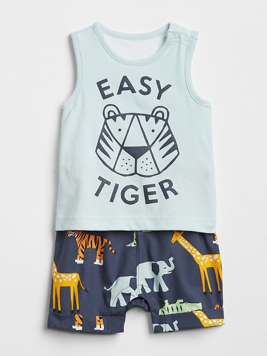 1 of 8 showing, with the color daybreak blue of product Printed 2-in-1 Shorty One-Piece