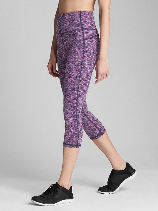 View large product image 1 of 1. GFast High Rise Blackout Spacedye Capris