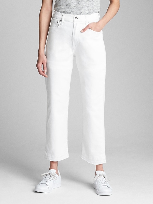 1 of 8 showing, with the color (White) White of product High Rise Wide-Straight Jeans
