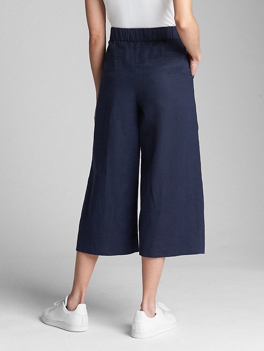 Image number 2 showing, High Rise Crop Wide-Leg Pants in Linen-Cotton
