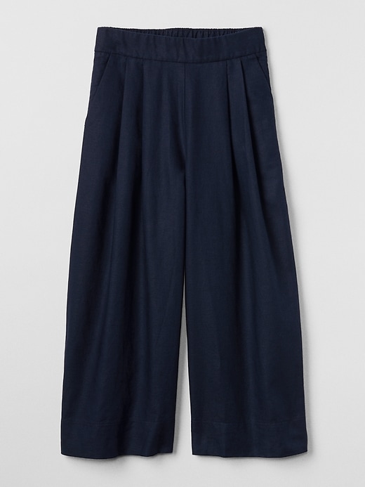 Image number 6 showing, High Rise Crop Wide-Leg Pants in Linen-Cotton