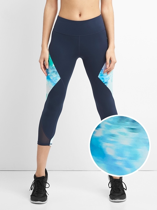 1 of 8 showing, with the color watercolor green of product GFast Blackout Print Panel Capris