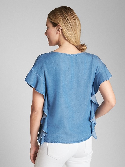 Image number 2 showing, Cascade Ruffle Sleeve Top in TENCEL&#153