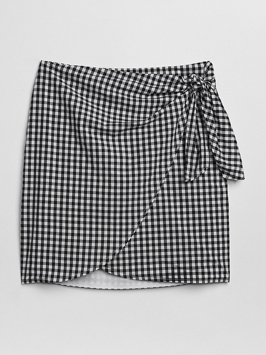 Image number 6 showing, Gingham Print Wrap Mini Skirt