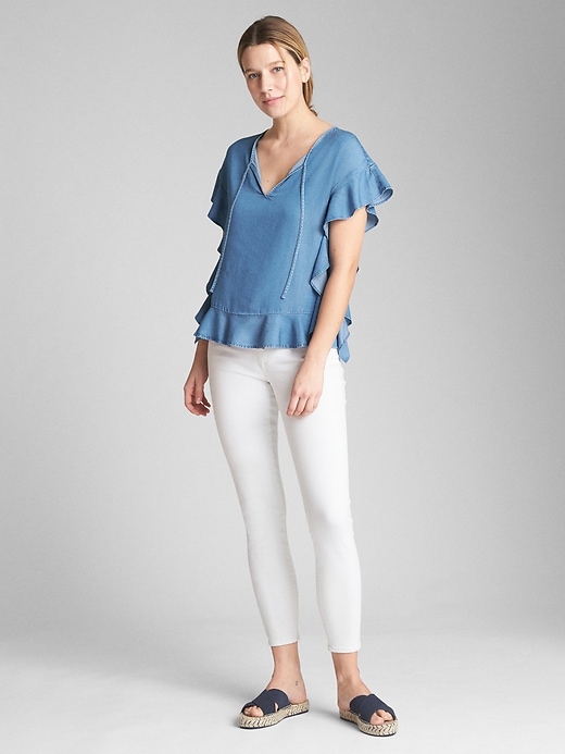 Image number 3 showing, Cascade Ruffle Sleeve Top in TENCEL&#153