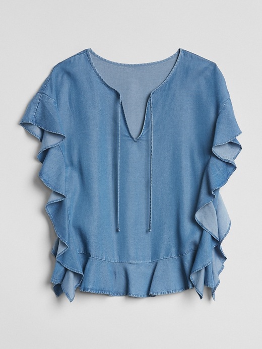 Image number 6 showing, Cascade Ruffle Sleeve Top in TENCEL&#153
