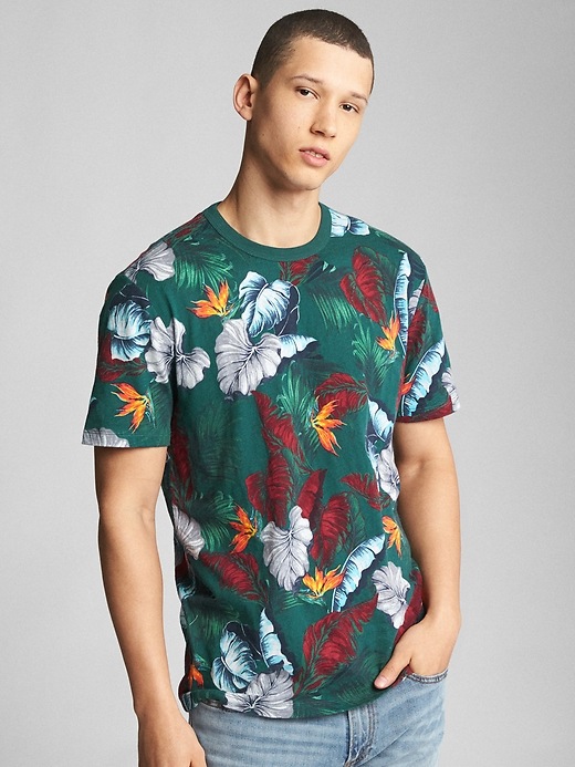 View large product image 1 of 1. Tropical Print Classic T-Shirt
