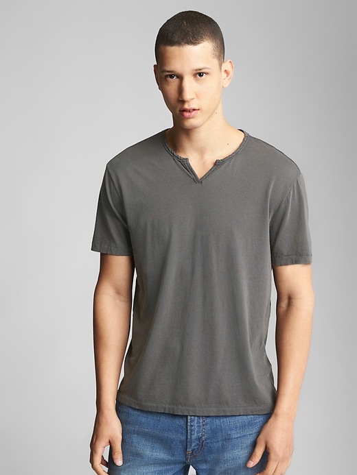 View large product image 1 of 1. Essential Short Sleeve Notch T-Shirt