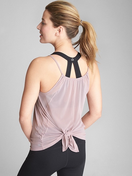 View large product image 1 of 1. GapFit Tie-Back Cami in Fine Mesh