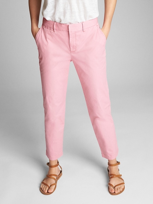 1 of 8 showing, with the color pink of product Slim City Crop Pants