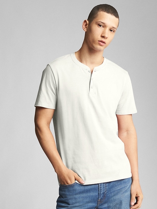 View large product image 1 of 1. Essential Short Sleeve Henley T-Shirt