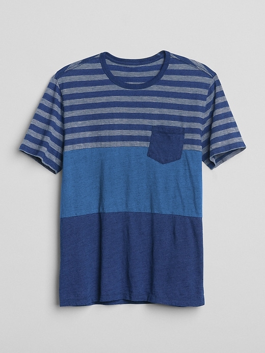 Image number 6 showing, Indigo Mix-Stripe Pocket T-Shirt