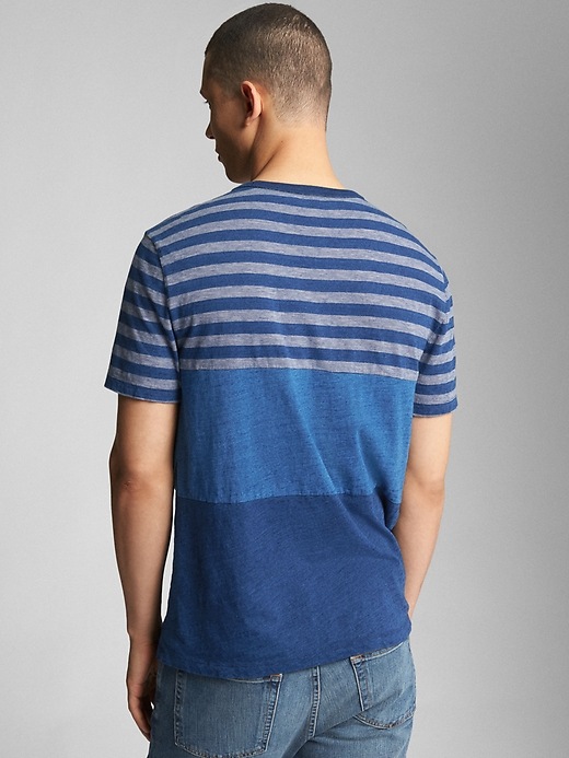 Image number 2 showing, Indigo Mix-Stripe Pocket T-Shirt