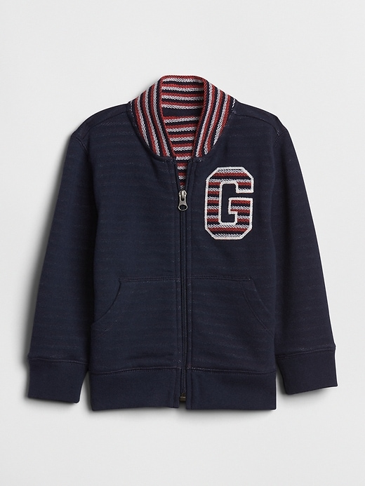 View large product image 1 of 3. Stripe Logo Zip Sweater