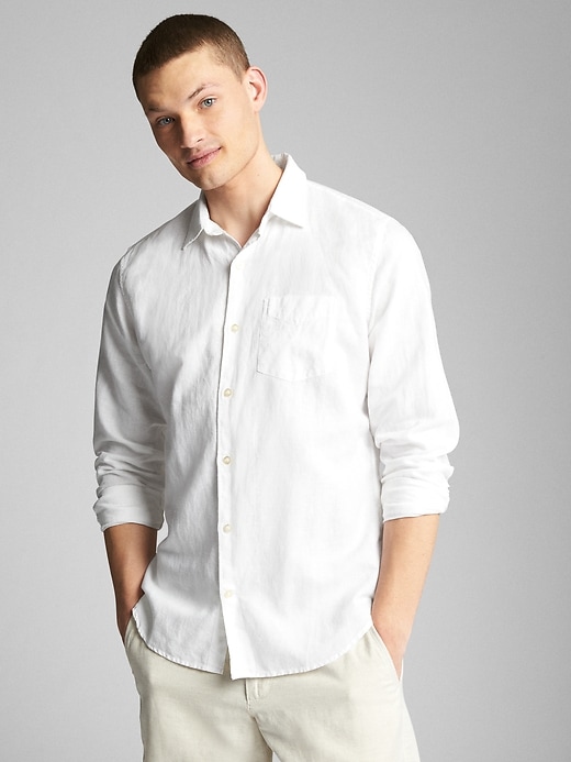 Image number 10 showing, Standard Fit Shirt in Linen-Cotton