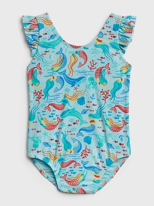 Image number 4 showing, Print Ruffle Swim One-Piece
