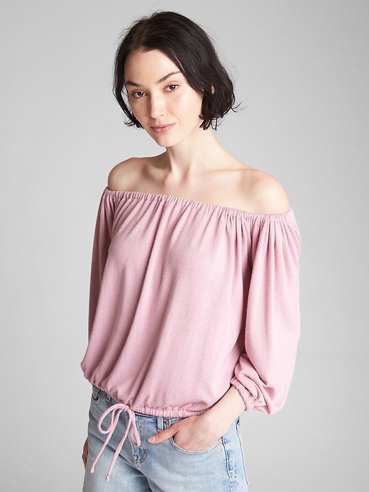 View large product image 1 of 1. Softspun Long Sleeve Off-Shoulder Top