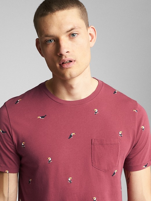 Image number 5 showing, Short Sleeve Print Pocket Crewneck T-Shirt