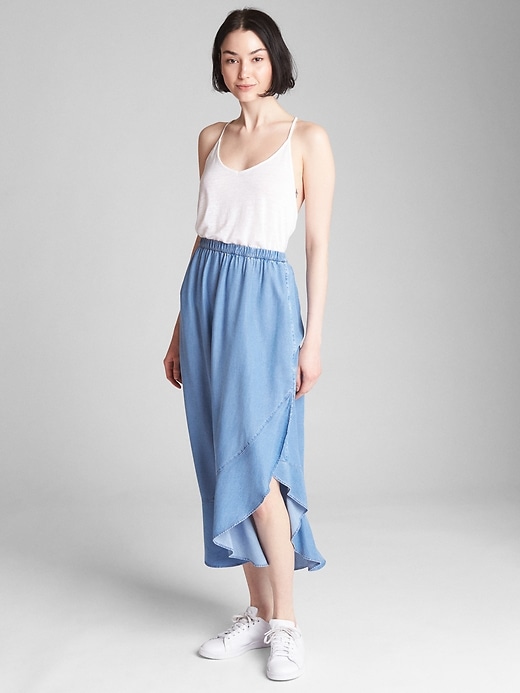 Image number 3 showing, Ruffle Wrap Midi Skirt in TENCEL&#153