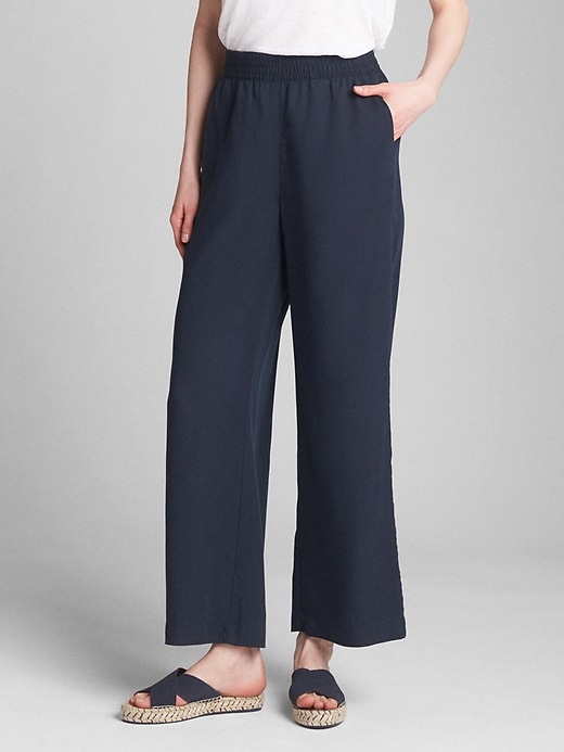 Image number 1 showing, Wide-Leg Pants with Smocked Waist in TENCEL&#153