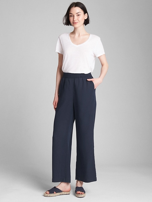 Image number 3 showing, Wide-Leg Pants with Smocked Waist in TENCEL&#153