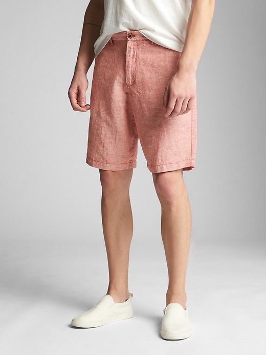 1 of 8 showing, with the color terra cotta of product 10" Chino Shorts in Linen