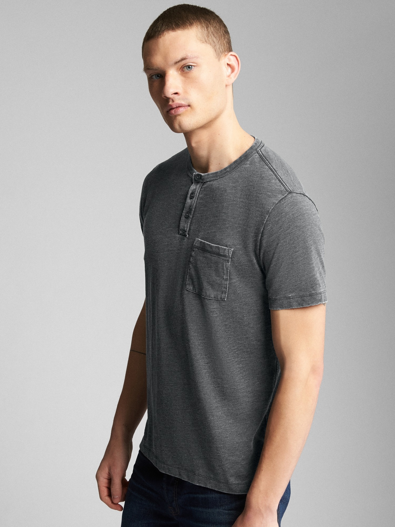 Burnout Short Sleeve Pocket Henley | Gap