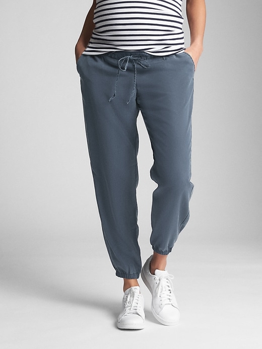 1 of 8 showing, with the color vintage navy of product Maternity Drawstring Joggers in TENCEL™