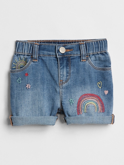 Image number 1 showing, 4" Shorty Shorts with Rainbow Embroidery