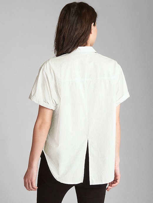 Image number 2 showing, Short Sleeve Split-Back Denim Shirt