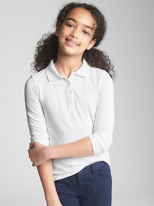 Image number 2 showing, Kids Uniform Long Sleeve Polo Shirt
