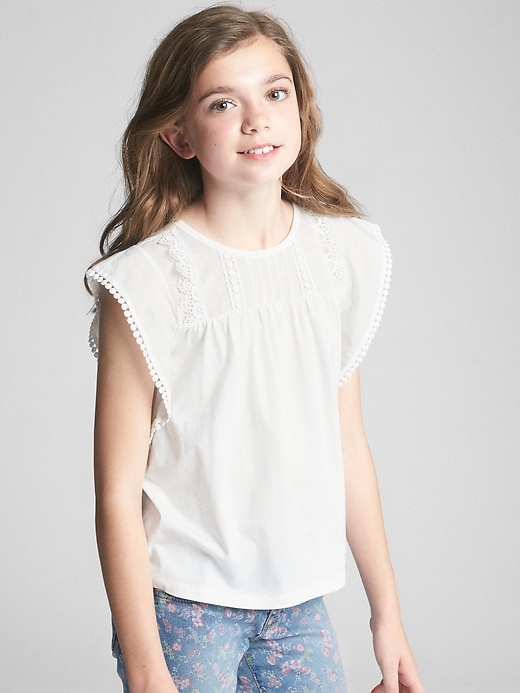 Image number 2 showing, Embroidered Cascade Ruffle Top