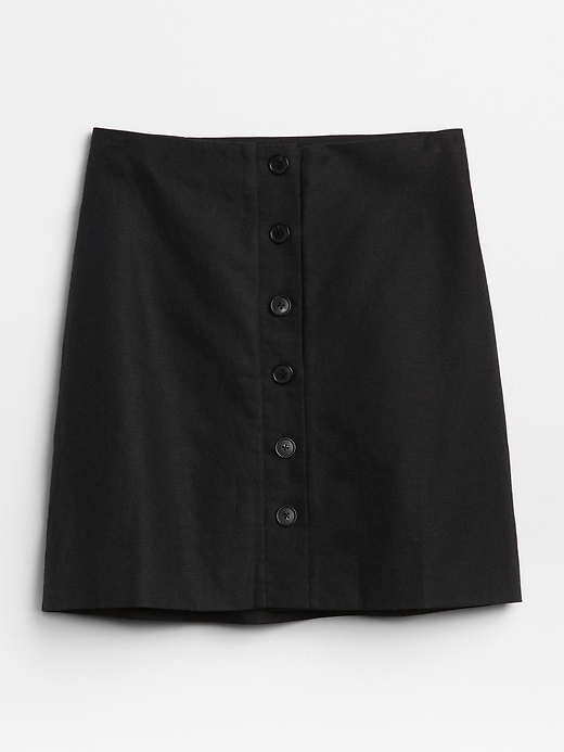 Image number 6 showing, Button-Front Skirt in Linen-Cotton