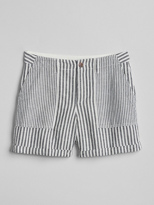 Image number 6 showing, 5" Girlfriend Utility Stripe Shorts in Linen-Cotton