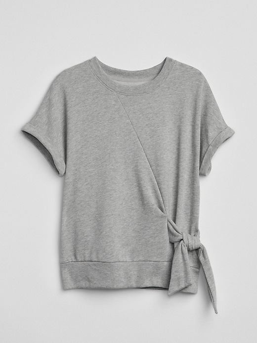 Image number 6 showing, Short Sleeve Tie-Waist Pullover Sweatshirt in French Terry