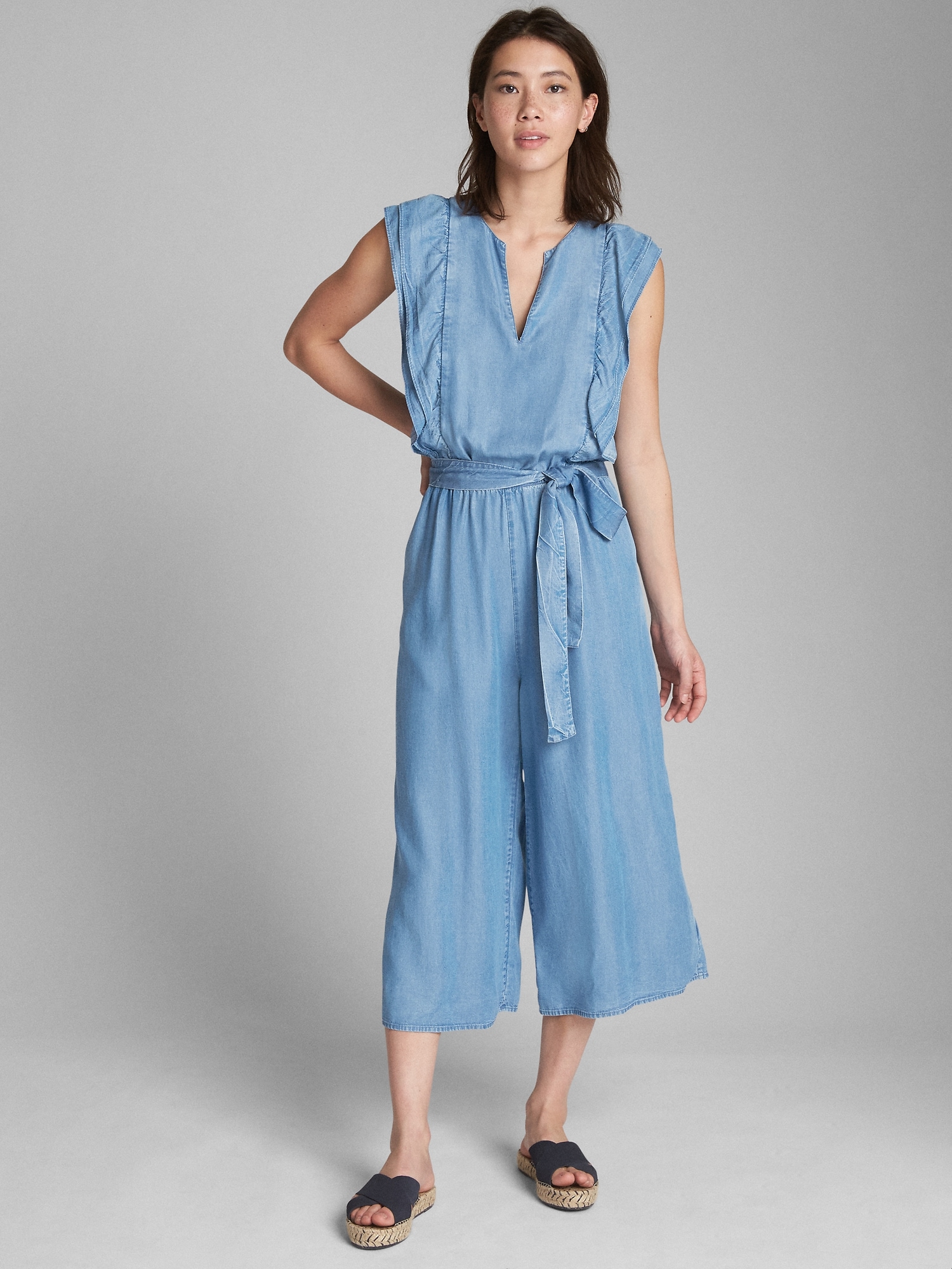 Ruffle Sleeve Jumpsuit in TENCEL Gap