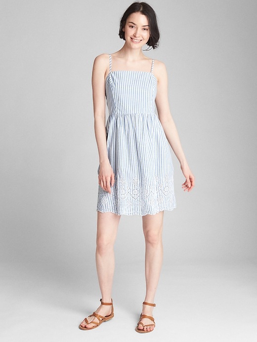 Image number 3 showing, Stripe Eyelet Cami Fit and Flare Dress