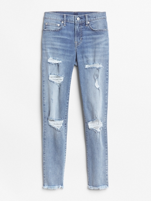 Image number 6 showing, Mid Rise True Skinny Ankle Jeans with Destruction