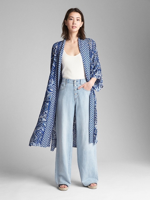 Image number 3 showing, Tie-Dye Print Kimono Duster Jacket