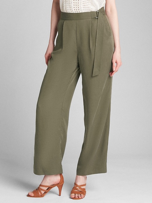 Image number 1 showing, High Rise Belted Wide-Leg Pants in TENCEL&#153